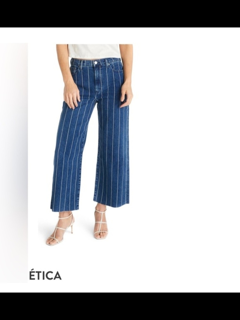 Etica Blue Pinstripe Wide-Leg Jeans for Women